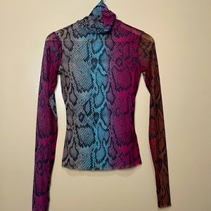 AFRM sheer turtleneck, snake print, size XS